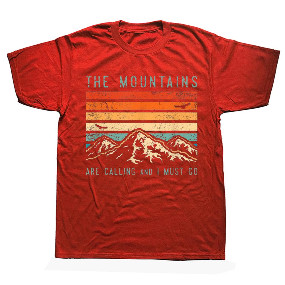 

Mountains Are Calling I Must Go Retro Vintage T Shirts Summer Cotton Hiking Adventure Parks Camping Wildlife Outdoors T-shirt S