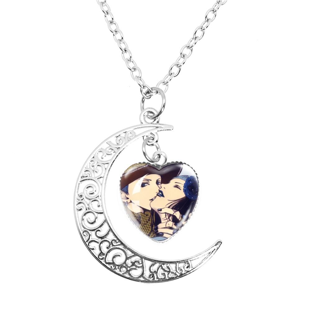 Anime Paradise Kiss Yukari Hayasaka Miwako Sakurada The Moon Necklace Glass Heart Shape Pendant Necklace Jewelry Charm Fans Gift
