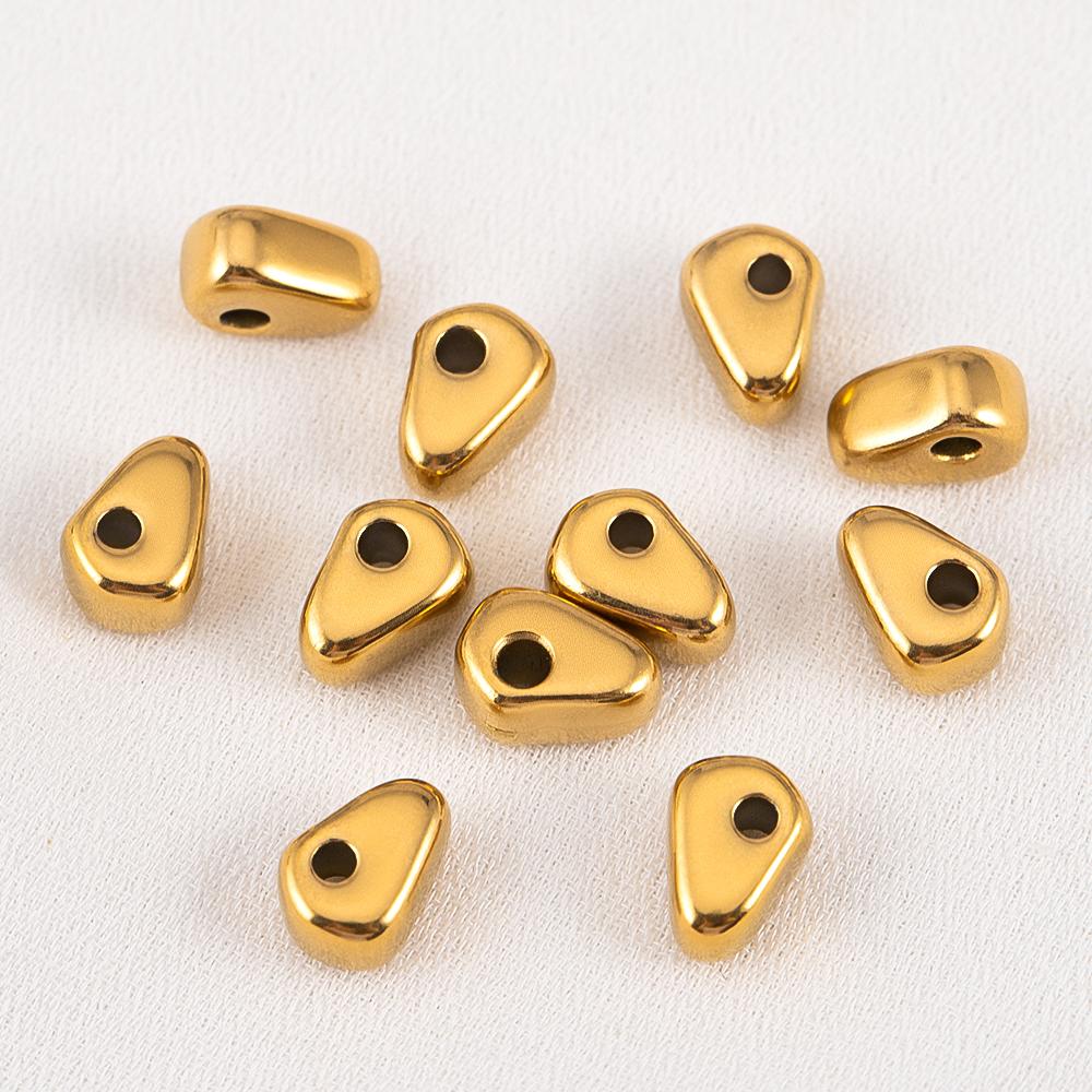 5pcs Color Retention Irregular 304 Stainless Steel Gold Color Beads For DIY Bracelets Necklaces Accessories Loose Bead Materials