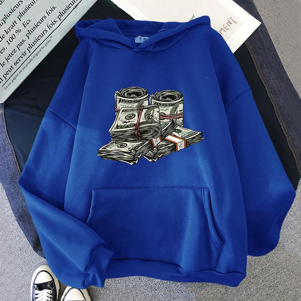 Geldscheinrolle 100 Hundert Dollar Sweatshirts Herren/Damen Hoodie Langarm Pullover O-Ausschnitt Streetwear Weiblich Kpop Kleidung