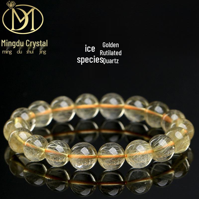 Golden Rutilated Quartz Crystal Beads for DIY Jewelry Accessories