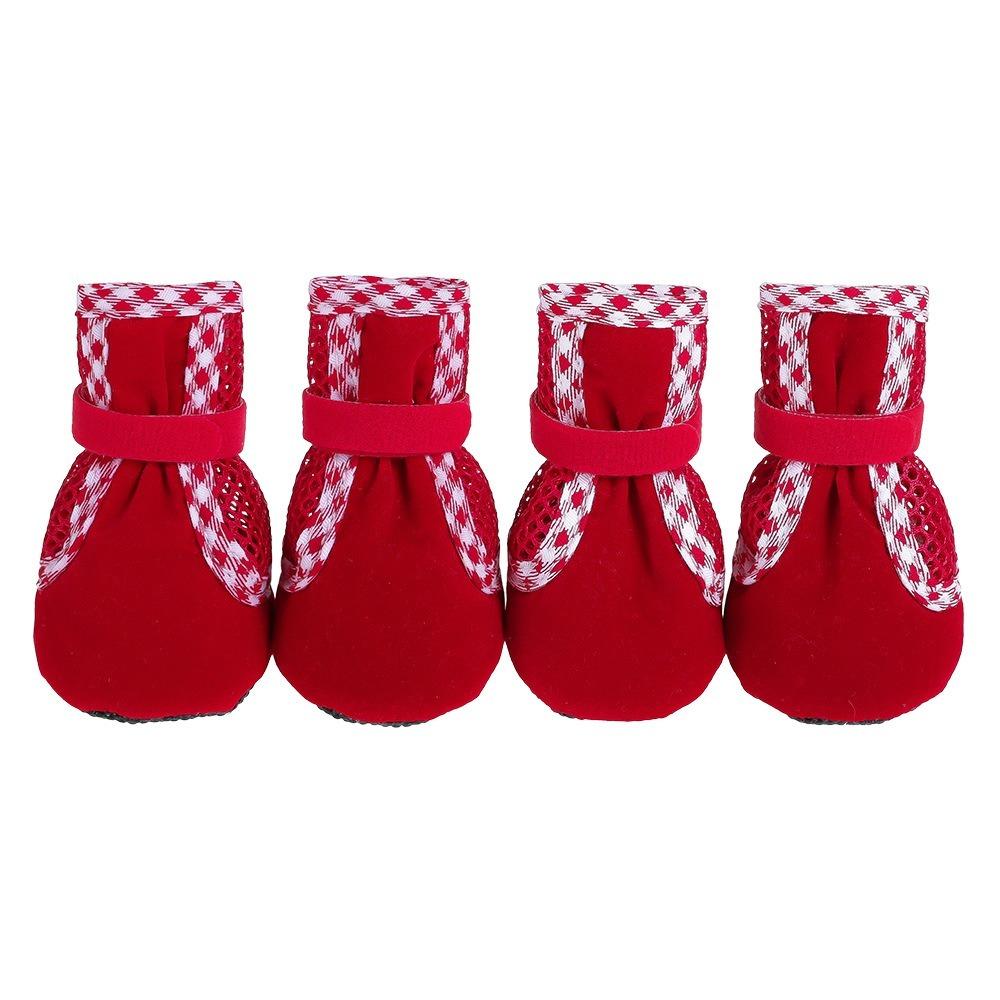 

Mesh Pet Dog Shoes Breathable Dog Paw Protector Dog Footwear Dog Boot Walking The Dog M красный