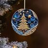 2Pcs Christmas Ornaments Acrylic Flat Xmas Tree Snowman Clock Pendant for Indoor Outdoor