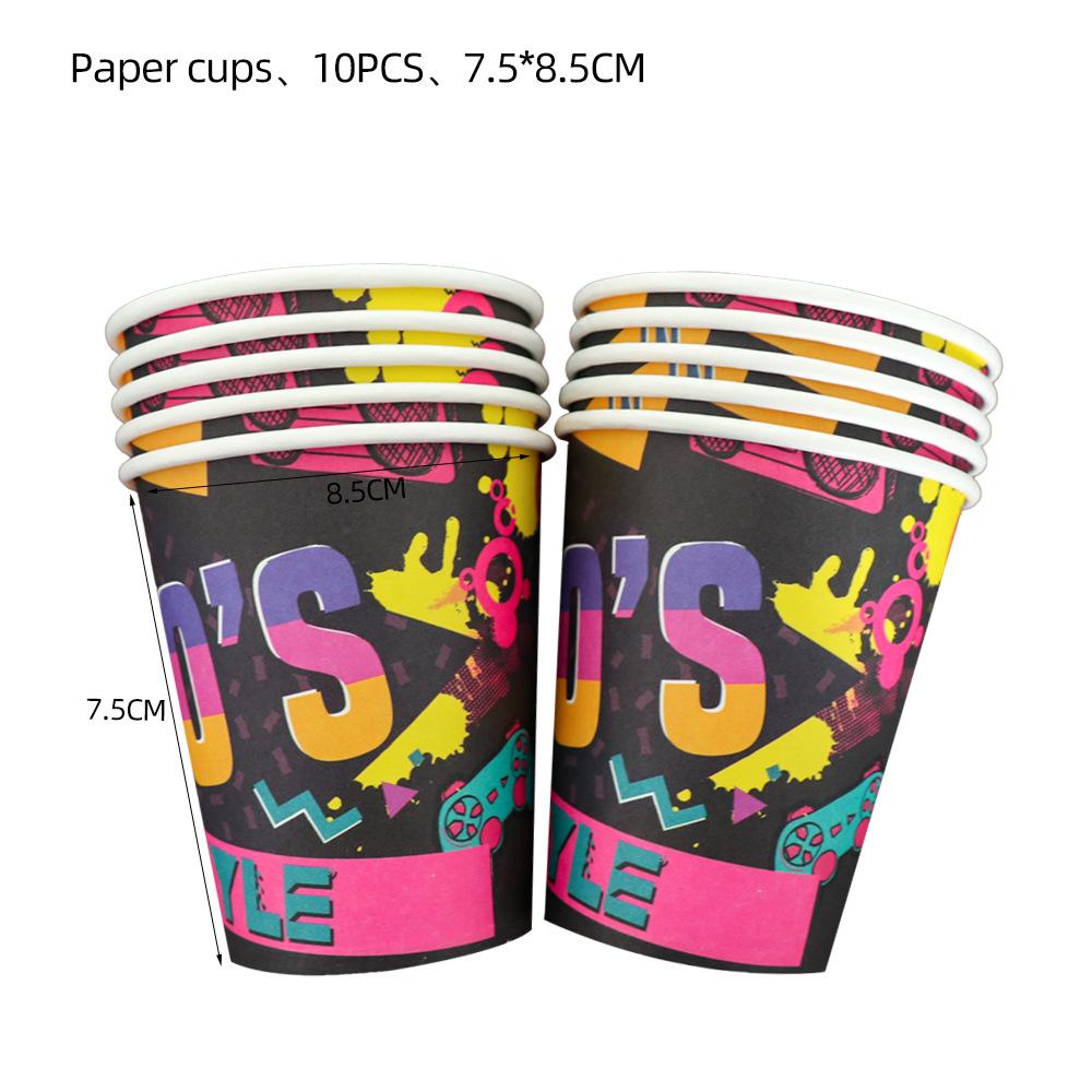 Foreign Trade 1990S Theme Party Supplies Party Scene Arrangement Props Disposable Tableware Paper Cup Paper Plate Background