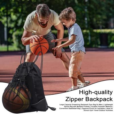 Basketbol Taşıma Çantası Büyük Kapasiteli Spor Çantası İpli Kapanış Sırt Çantası Basketbol Antrenmanı Okul Spor Salonu için File Cep ile