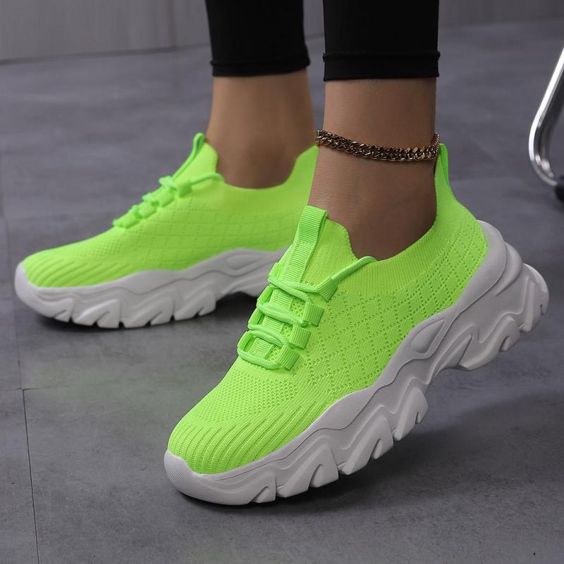 Mesh Orange Casual Shoes Breathable Thick Sole Shoes Women 2026 Woman Comfortable Autumn Lace-up Fashion Slip On Sports Shoes