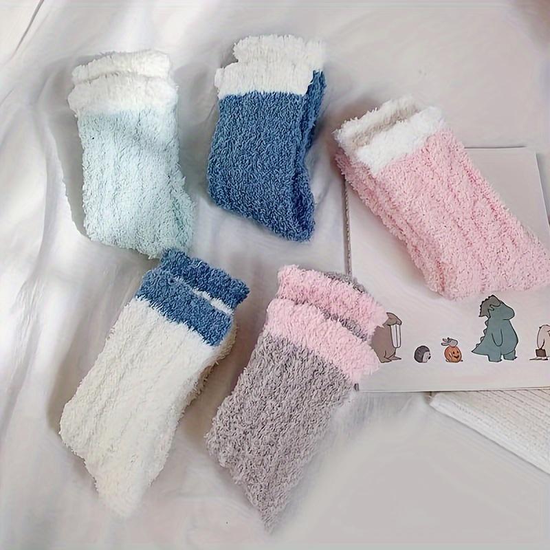 7 Pairs Fuzzy Coral Fleece Twist Embossed Floor Socks For Fall & Winter, Warm Soft Comfy & Breathable Socks, Women's Stockings & Hosiery