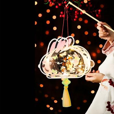 Świecąca Lampion na Festiwal Środka Jesieni DIY Ręcznie Robiony ze Światłem LED Lampion Króliczek Styl Chiński Świecący Ręczny Lampion Świecący