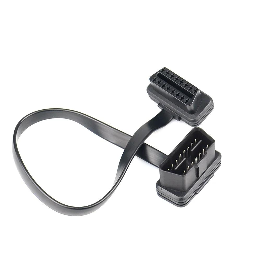 30/60/100CM Flat+Thin As Noodle 16 Pin Socket OBD OBDII 16Pin Car Scanner OBD2 Extension Cable Connector Car Diagnostic Tools