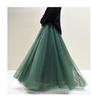 Women's Mesh Pleated Tulle Midi Skirt - Mid-Length, Large Swing Design for Dance and Fairy Styles.