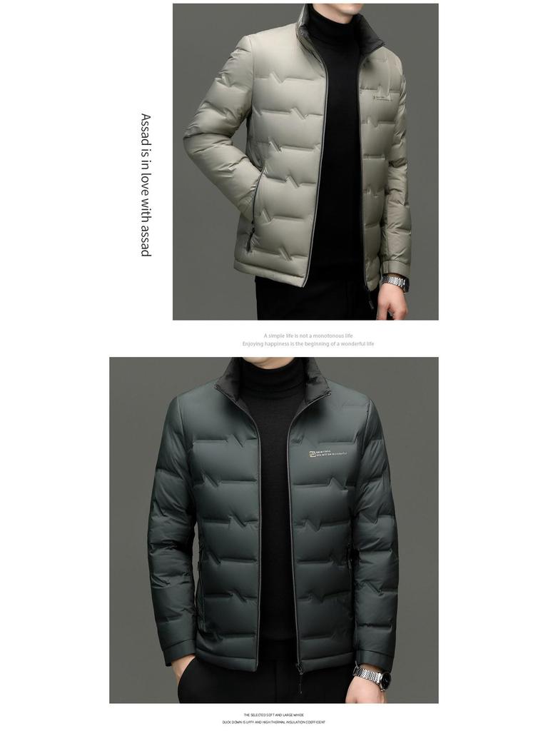 Romon Men's 2025 Stand-Up Collar Down Jacket - High-End, Versatile Business Casual Coat for Spring & Autumn.