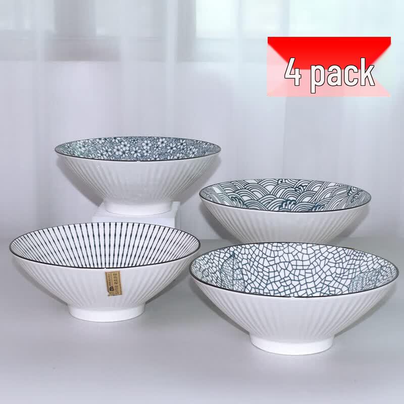 Youluo Japanese Style Ceramic 8-inch Soup Bowls (Set of 4)