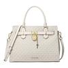 Hamilton Dourado Dourado Fecho Charme Alça de Ombro Ajustável Removível Lona Revestida Bolsa de Ombro Média Feminina Off-White