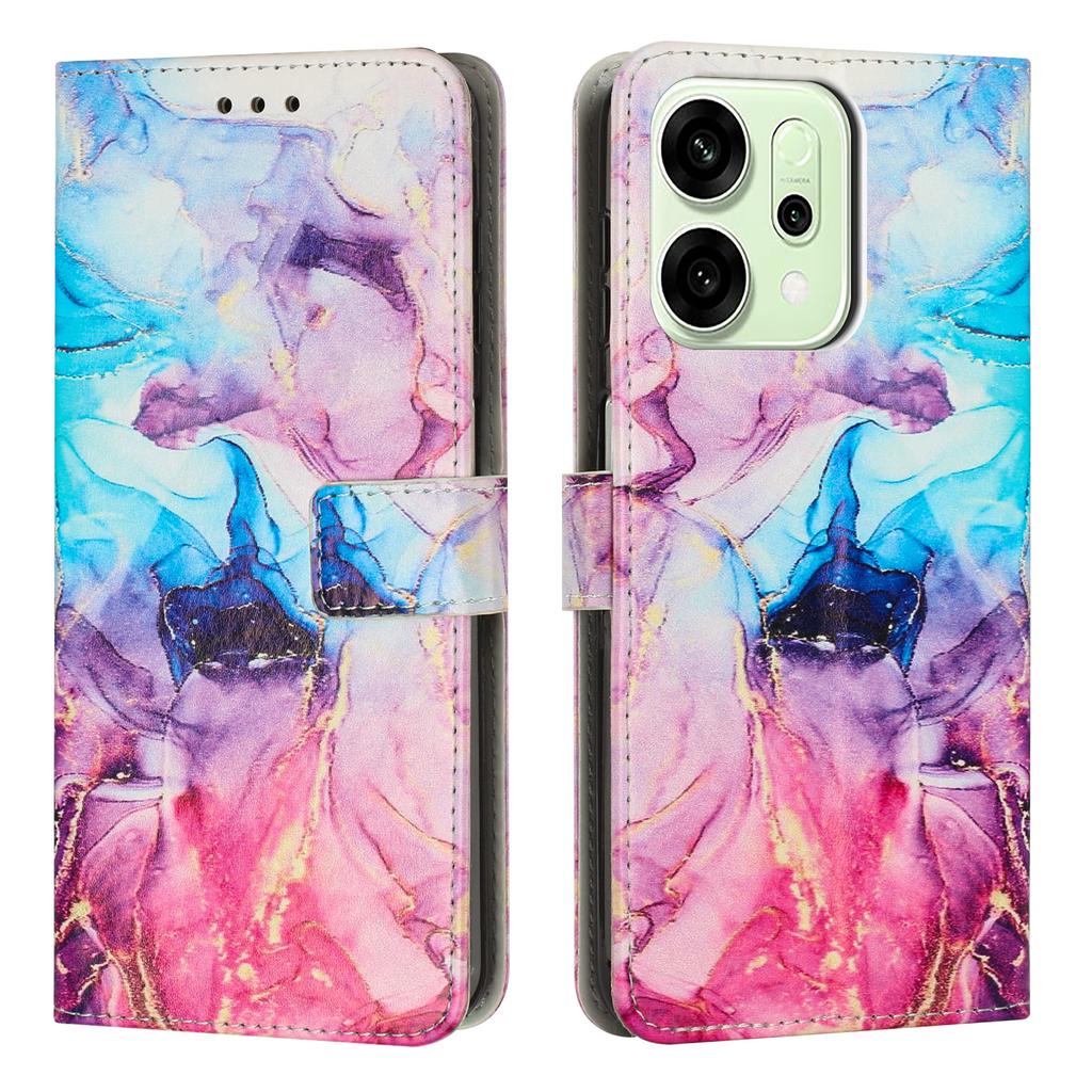 For Oppo Reno14 Pro 5G (China)/Oppo Reno14 Pro 5G (Global) Stand Case Marble Pattern PU Leather Wallet Phone Cover