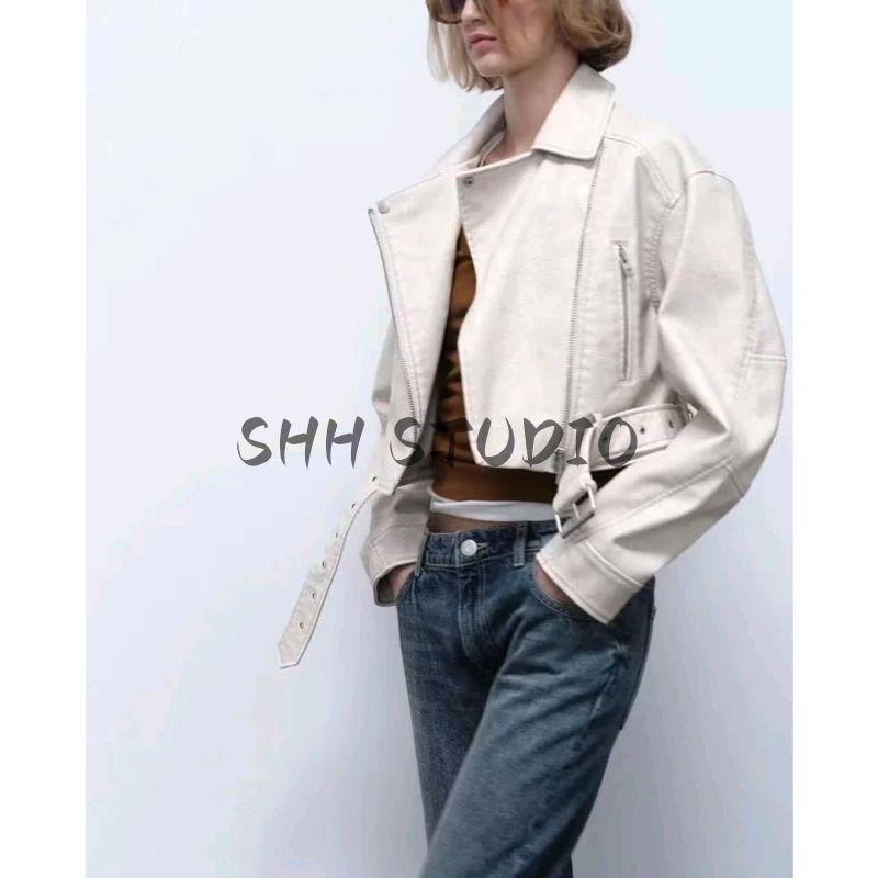 Fall New Women's Clothing Fashion Wind Lapel Long Sleeves Pu Anti-Leather Pilot Jacket Outwear 4341826