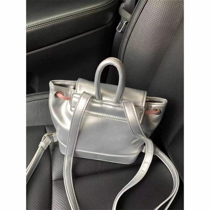Small Design Backpack Women 2026 Trendy Korean Style Silver Powder Contrast Color Casual Large-capacity Bag