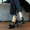 Damenschuhe Frühling und Sommer quadratische Spitze High Heel Loafer Damen Britischer Stil jk Damenschuhe dicker Absatz ein Pedal klein