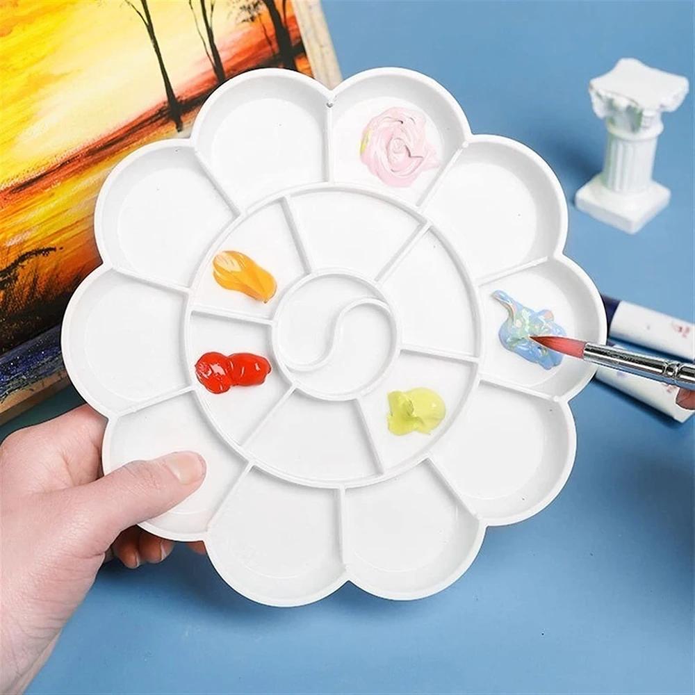 1-5pcs Painting Palette, 18 Wells Plastic Paint Tray Pallet Reusable Flower Paint Palette for Artists Acrylic Watercolor Oil