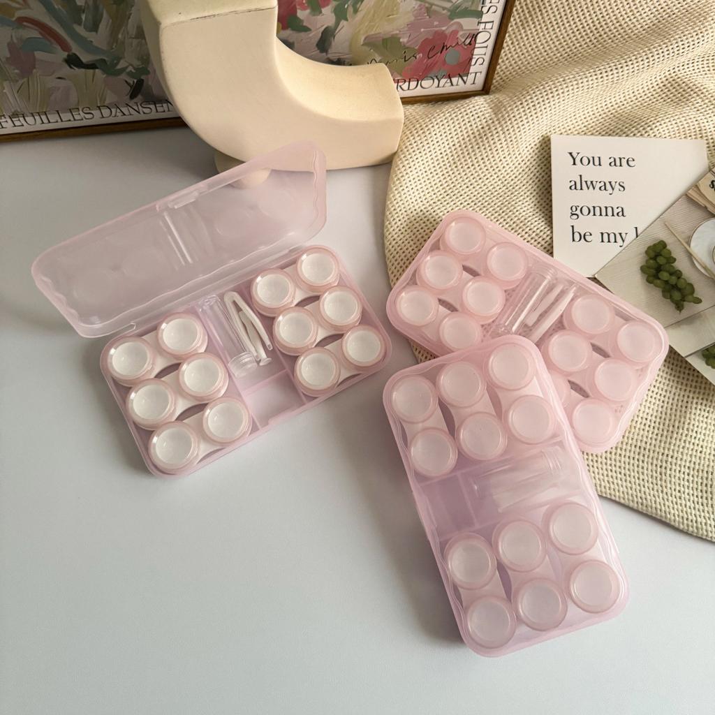 6 Pairs Contact Lens Case Eye Contact Lens Box Women Travel Contact Lenses Case Soak Container Lenses Box for Beauty Pupil