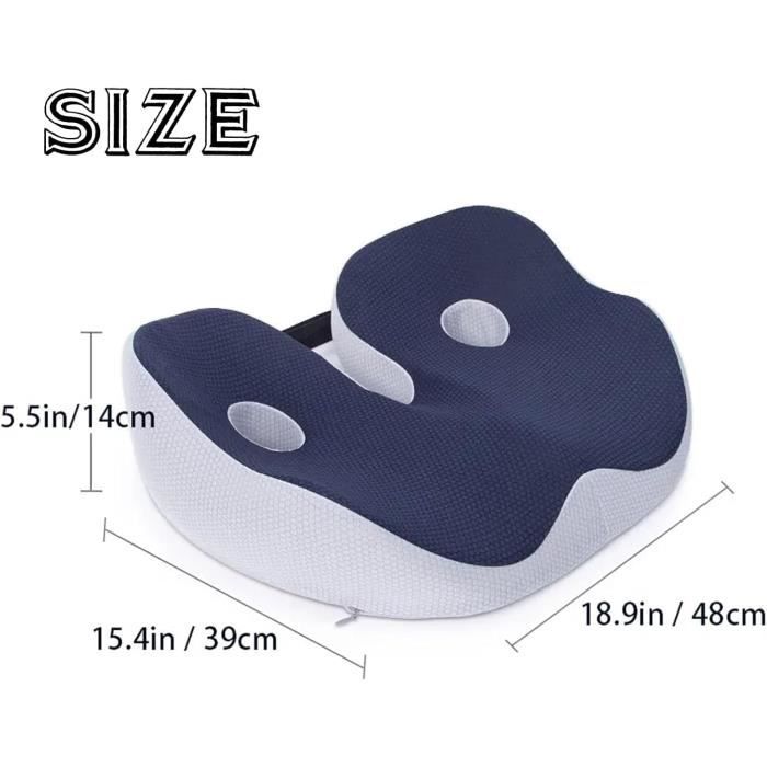 Coussin de siège - Mousse à mémoire de forme - Ergonomique - Lavable - Confortable