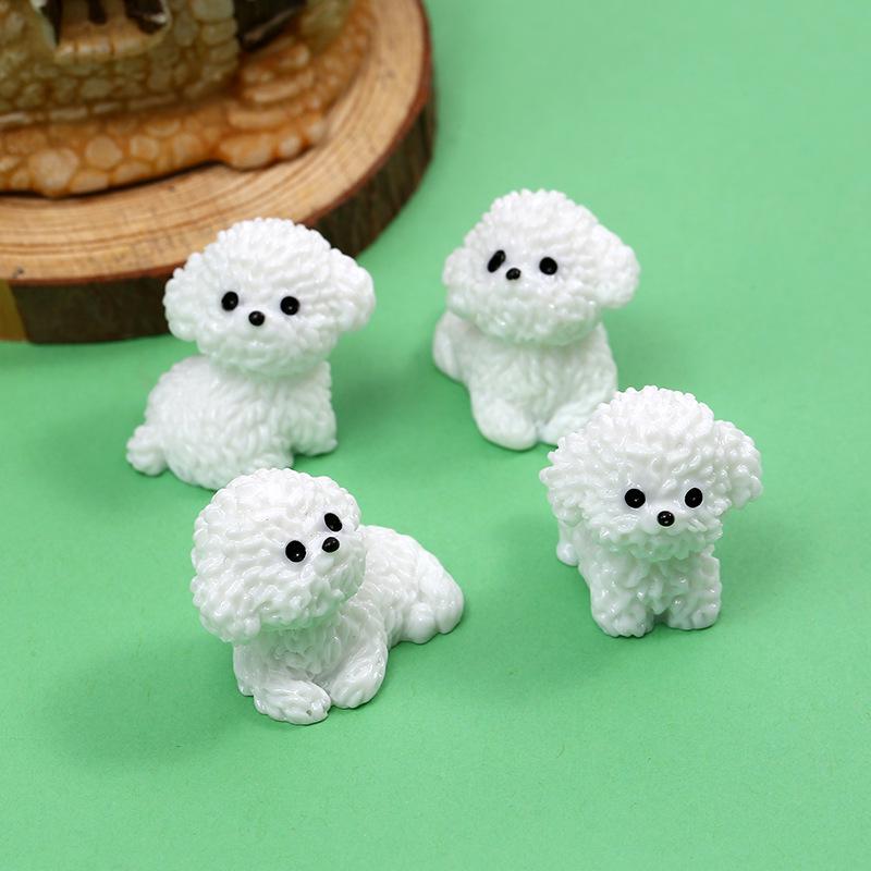 Luminous Bichon Frise Micro Ornament - DIY Resin Jewelry & Car Décor