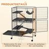 Small Animal Cage for Chinchilla Ferret Kitten On Wheels with Hammock Removable Tray, Grey