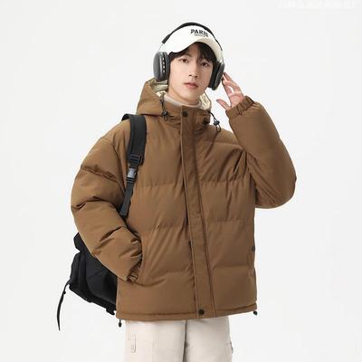 Winter New Cotton-padded Clothes Men's Couple Hooded Thickened Coat Korean Version Bread Clothes Cotton Clothes Trendy Solid Color Casual Coat