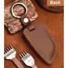 OLLEN  Leather No Screws Key Fob Cover Fit for BMW 5 6 7 Series X1 X2 X3 X5 X6 GT Series etc, Blade Shape, Brown