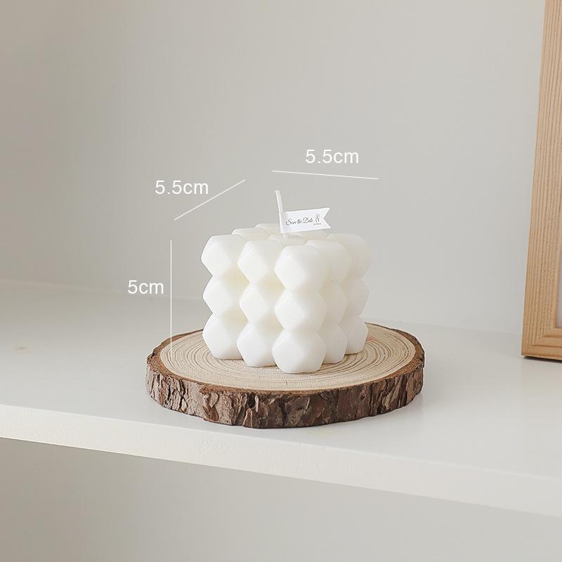 Rubik's Cube Aromatherapy Candle - Soy Wax White Geometric Ornament & Home Decor Candle