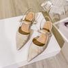 Pointed Empty Single Shoes Women's Thick Heel 2024 New Summer Fairy Style Shoes with High Heel Bag Head Sandals