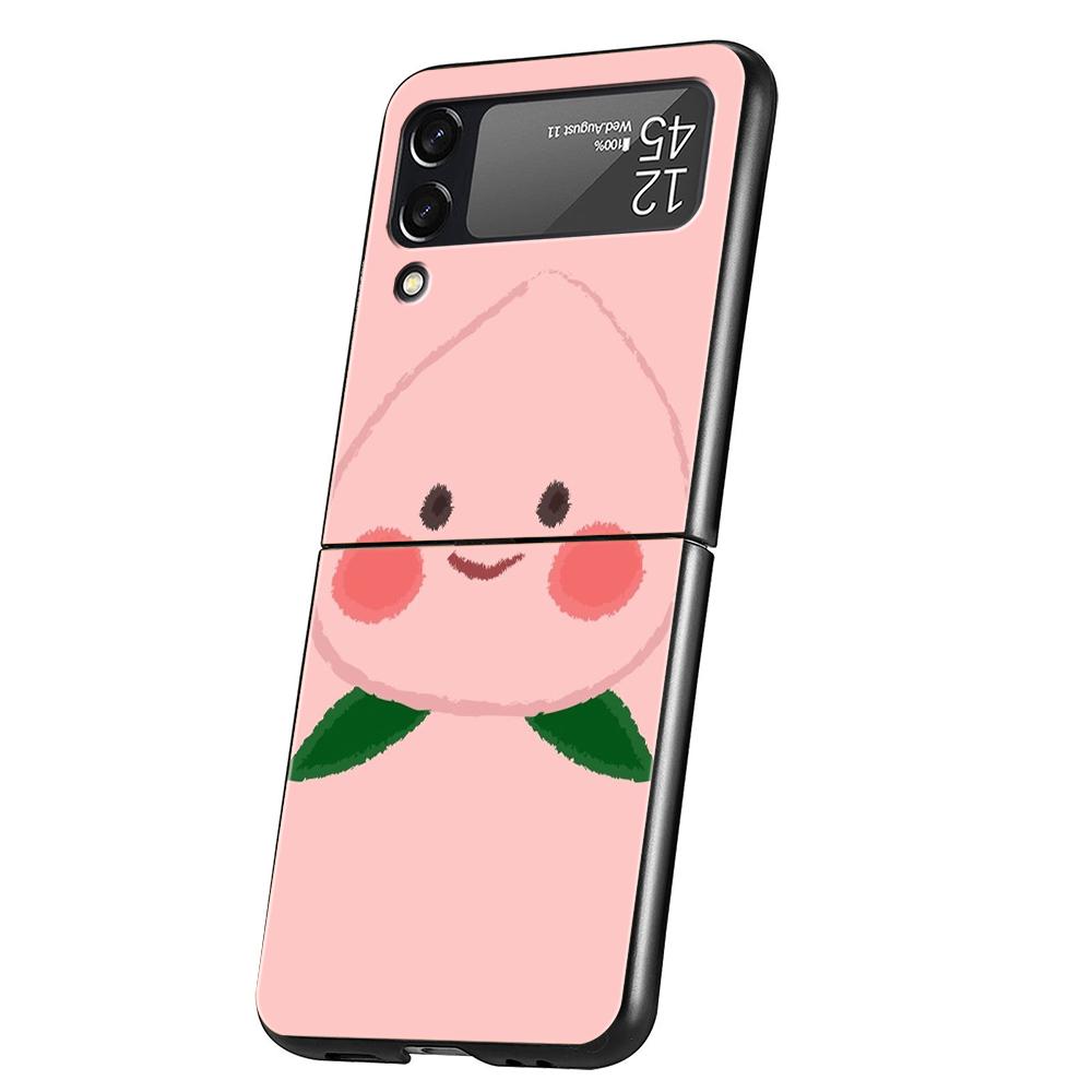 

Жесткий ПК чехол для телефона Samsung Galaxy Z Flip 7 6 5 4 Черная крышка для Galaxy Z Flip 3 Складной Ударопрочный чехол Мультяшный Фрукт Персик Z Flip 7