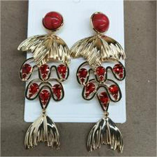European-American Zirconia Fishtail Tassel Earrings with Pearls - Exaggerated, High-End Light Luxury Design for Women