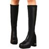 Large-sized Shoes, Round-toed High Boots, Women's Shoes, Chunky Heels for Slimming, Chunky Heels, Knight Boots
