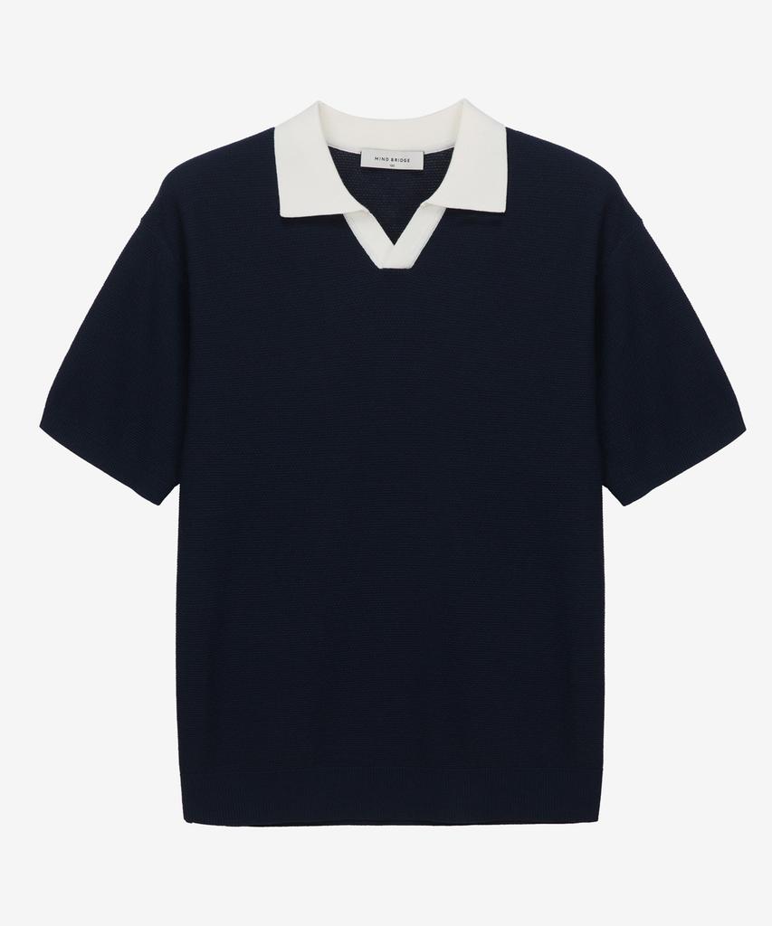 MINDBRIDGE Contrast Collar Short Sleeve Knit - 2 Colors Mykt3101
