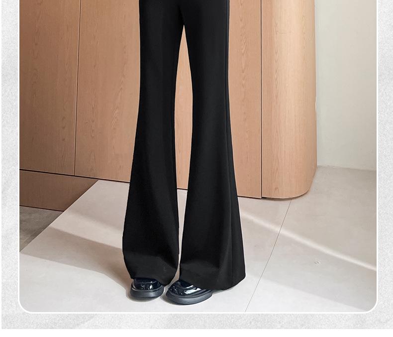 Women's High Waist Black Micro Flare Pants - Slimming Drape, Small Sizes, Bell Bottom Style for Spring/Autumn.