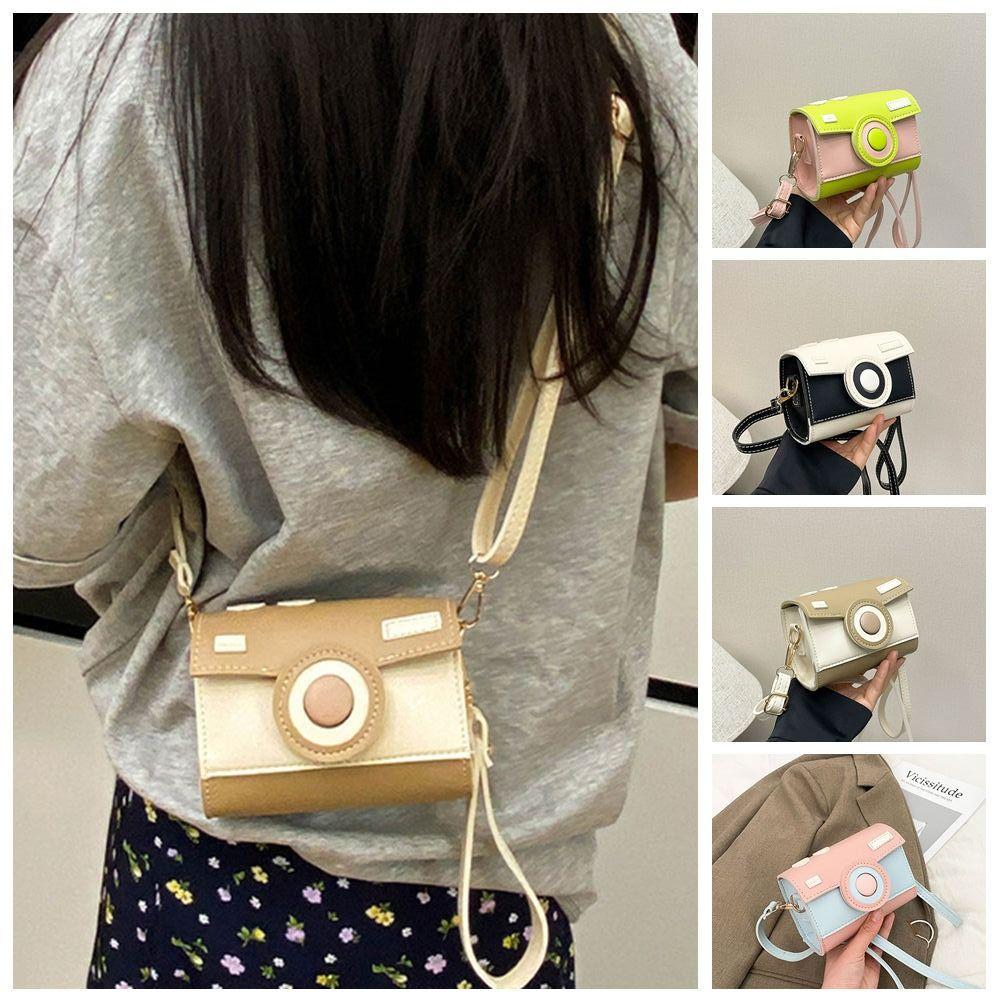 Kleine Tas Grappige Vierkante Tas Mini Contrasterende Kleur Crossbody Tas Draagbare Camera Schoudertas Dames