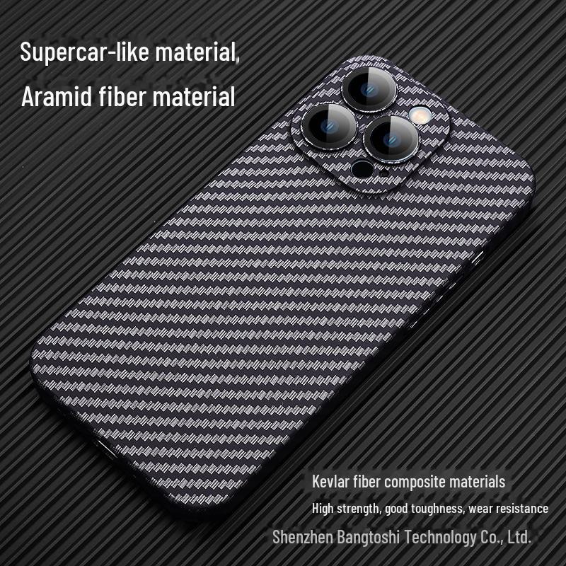 Hülle für iPhone 15 Pro Max mit Kohlefasermuster und Objektivfolie - Dünne PC-Hartschale Verpackung