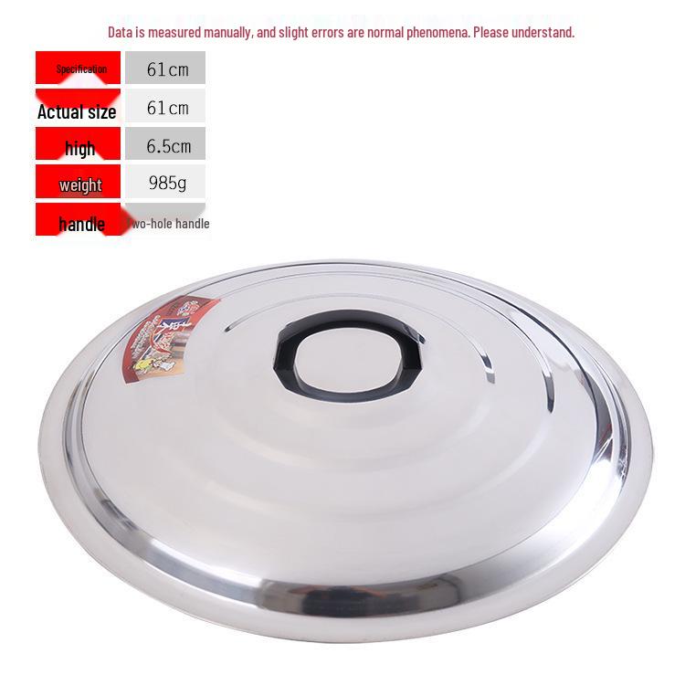 Large Stainless Steel Iron Pot with Round Lid for Household Stir-Frying