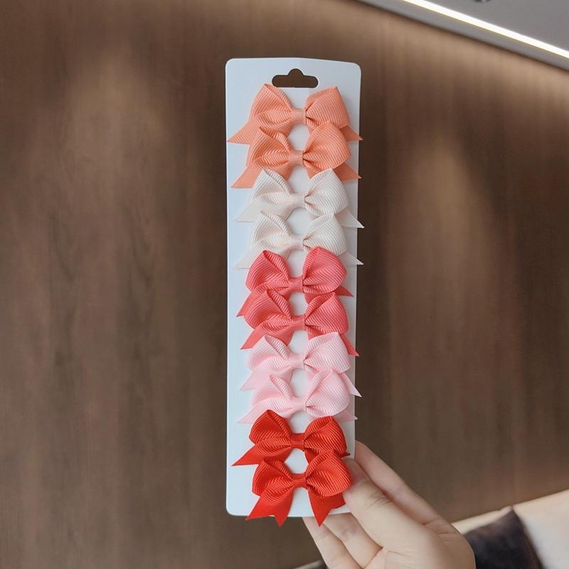 10Pcs/Set Colorful Grosgrain Ribbon Bow Hair Clip Girls Lovely Cheer Bowknot Hairpin Barrettes Headwear Baby Hair Accessories