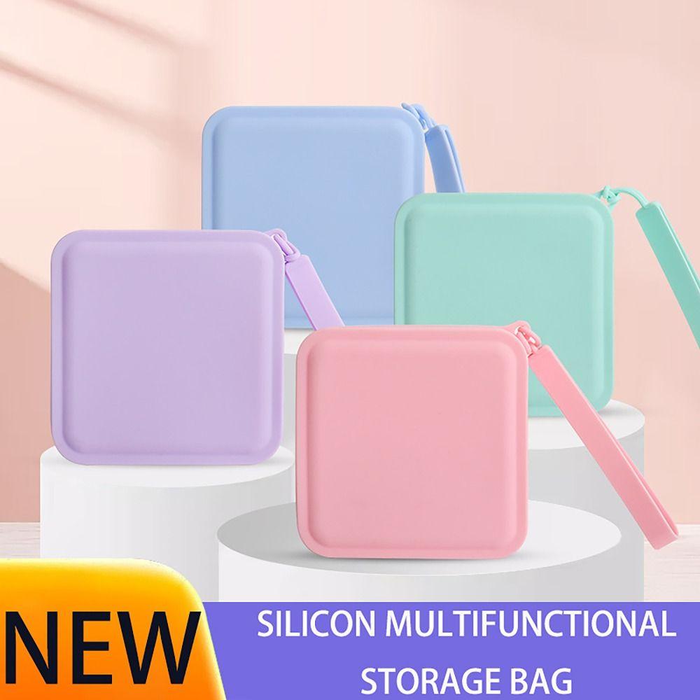 Mini Silicone Organizer Wallet Coin Purse Waterproof Smooth Zipper Earphone Bag Travel Pouch Students