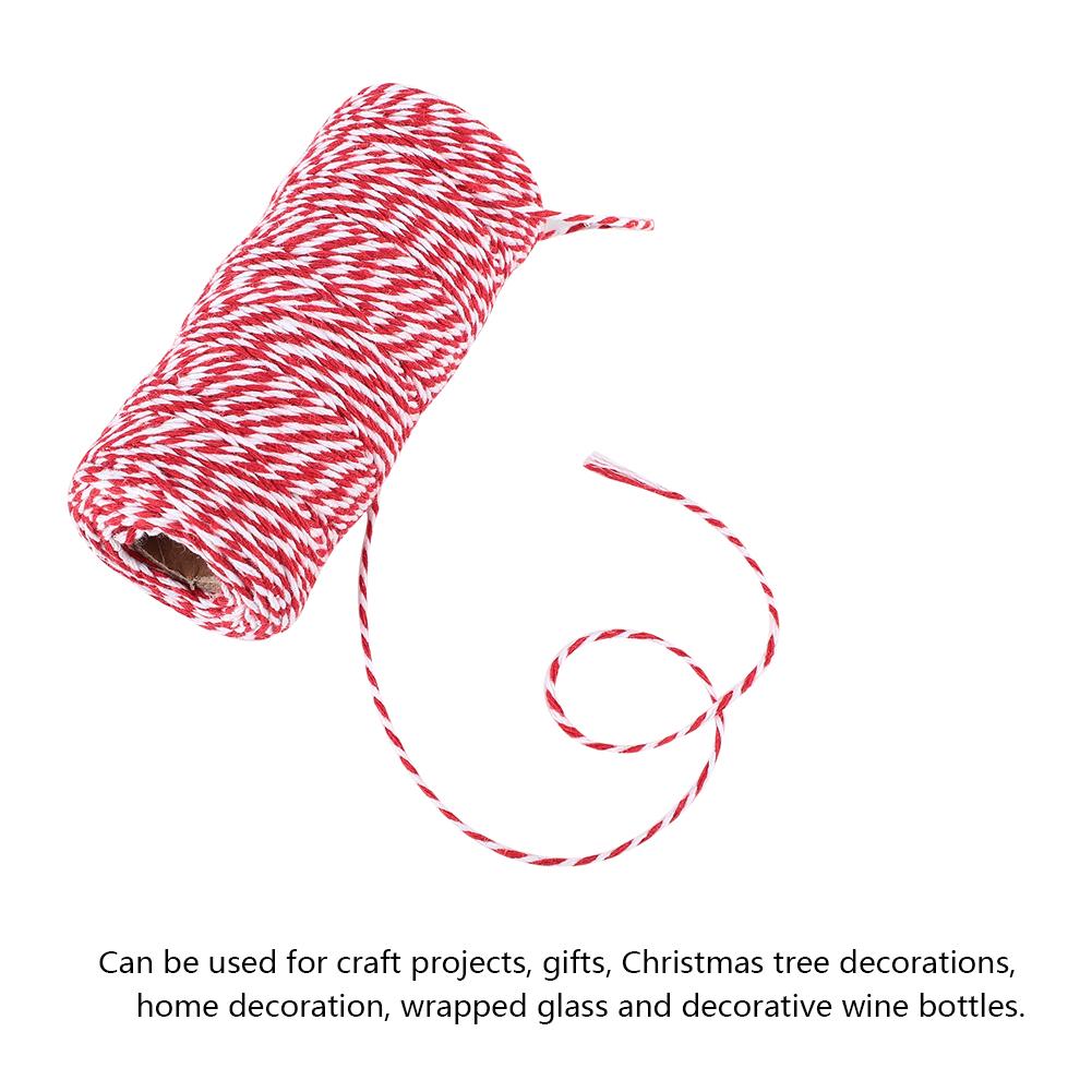 100m Handmade Double Color Cotton Thread Twine String Decoration(red White)