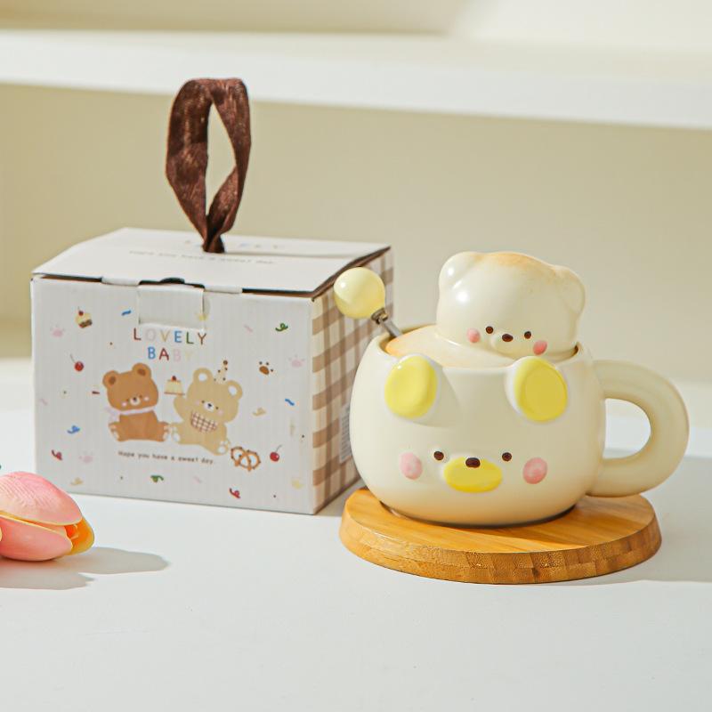 Geburtstagsgeschenk Mädchen süßer Bär Kaffee Wasserbecher ins Stil hoher Wert Keramiktasse Begleitgeschenk
