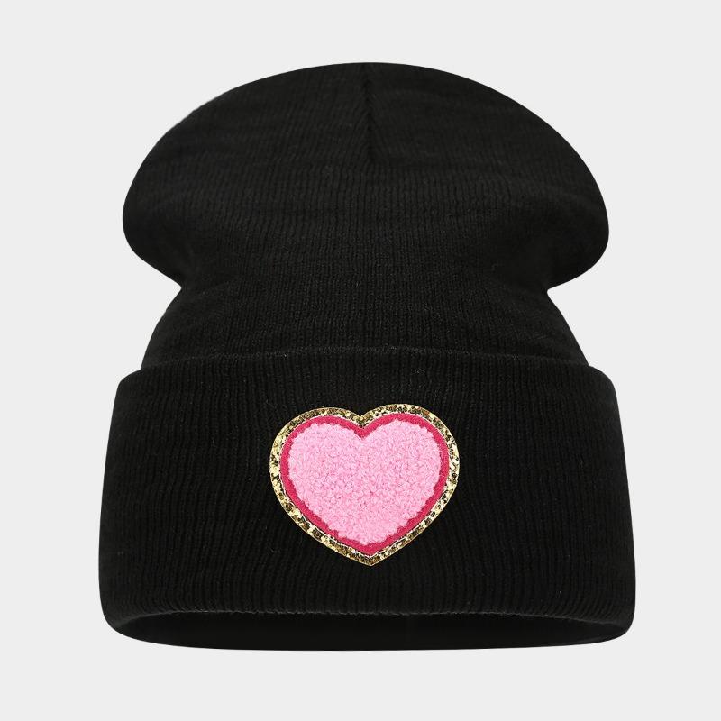 Knitted Hat Women's Fashion Big Love Wool Hat Autumn and Winter Outdoor Trend Versatile Stacking Hat Couple Cold Hat
