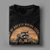 Out Of Breath Hiking Society Waschbär Wandern Vintage T-Shirt für Herren Baumwolle Lustiges T-Shirt Rundhals T-Shirt Übergröße Kleidung