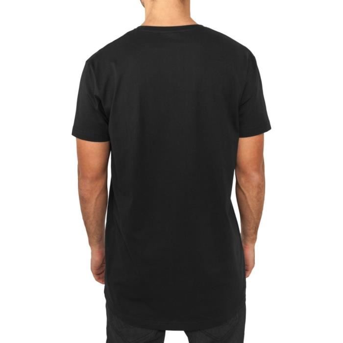 T-shirt long - Urban Classics - SHAPED - Noir - 90% Coton - Manches courtes
