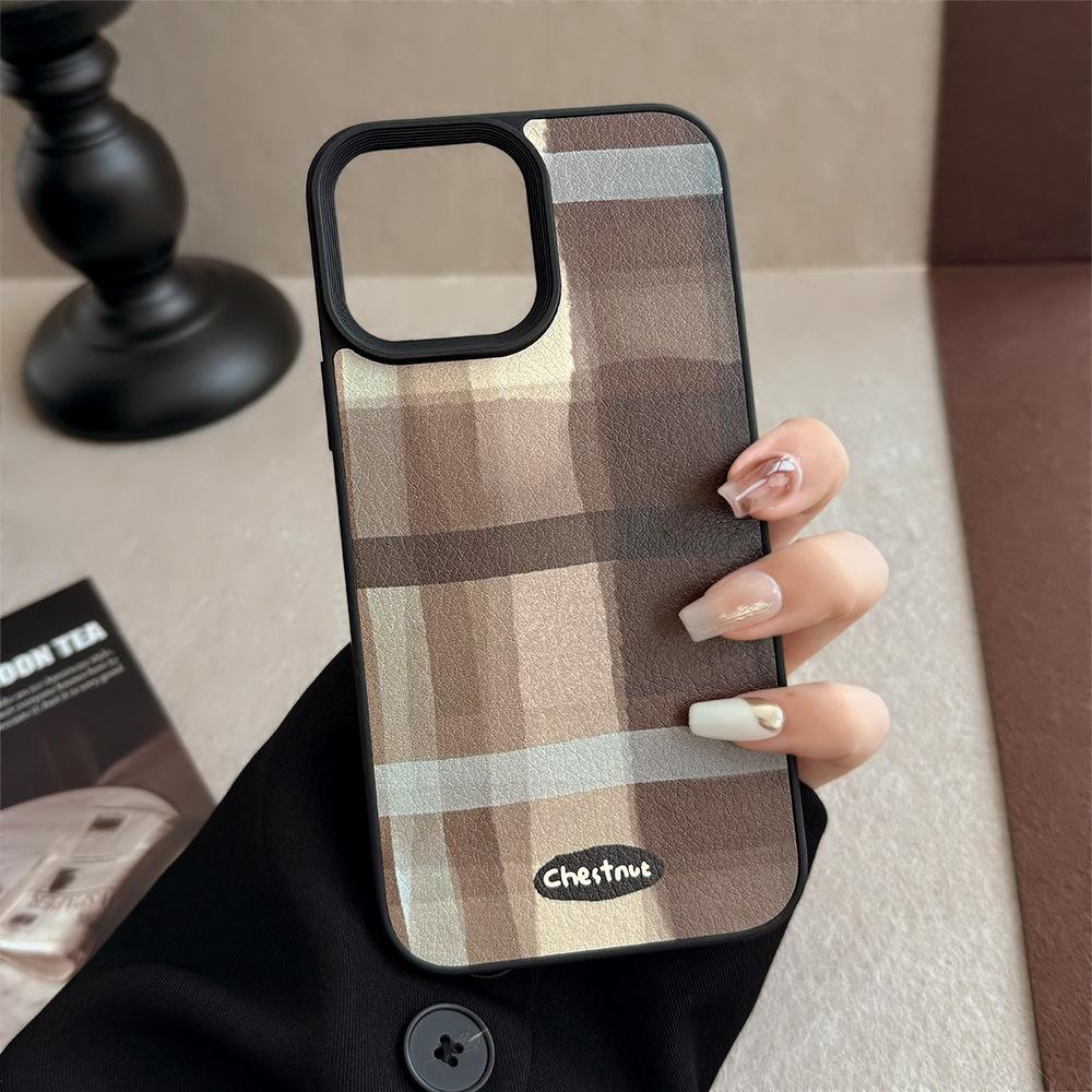 

Middle Style Ins Plaid Apple 16 Mobile Phone Case 14pro Max Leather 15 Suitable for IPhone 13 Maillard 11 Huawei Mate60pro
