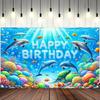Marine-Thema Happy Birthday Banner Unterwasser Delfin und Meerestier Partydekorationen
