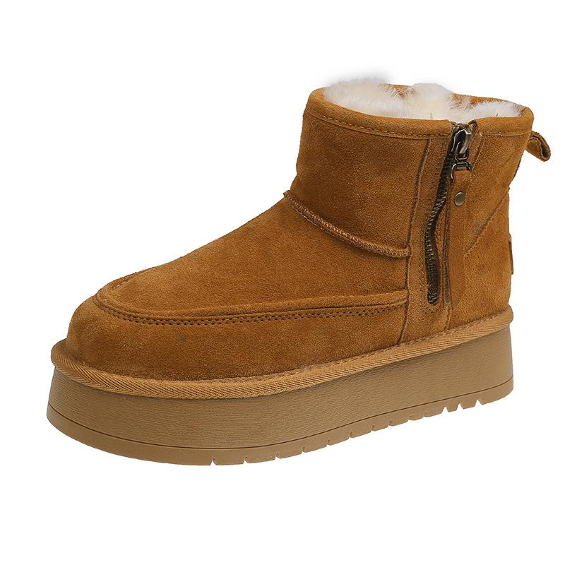 

Winter cotton shoes women s non-slip heightening 5CM fashion round head zipper thickened warm short boots cotton boots women s versatile 40 малиновий