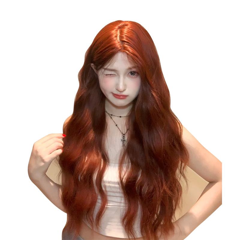 Yeye Wig: Celebrity-Inspired Middle Part Long Curly Lace Wig In Caramel Orange Brown