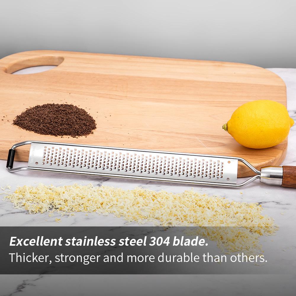 Leeseph Cheese Grater Wooden Handle, Stainless Steel Vegetable Grater Multi-purpose Kitchen Food Shredder for Chocolate Butter